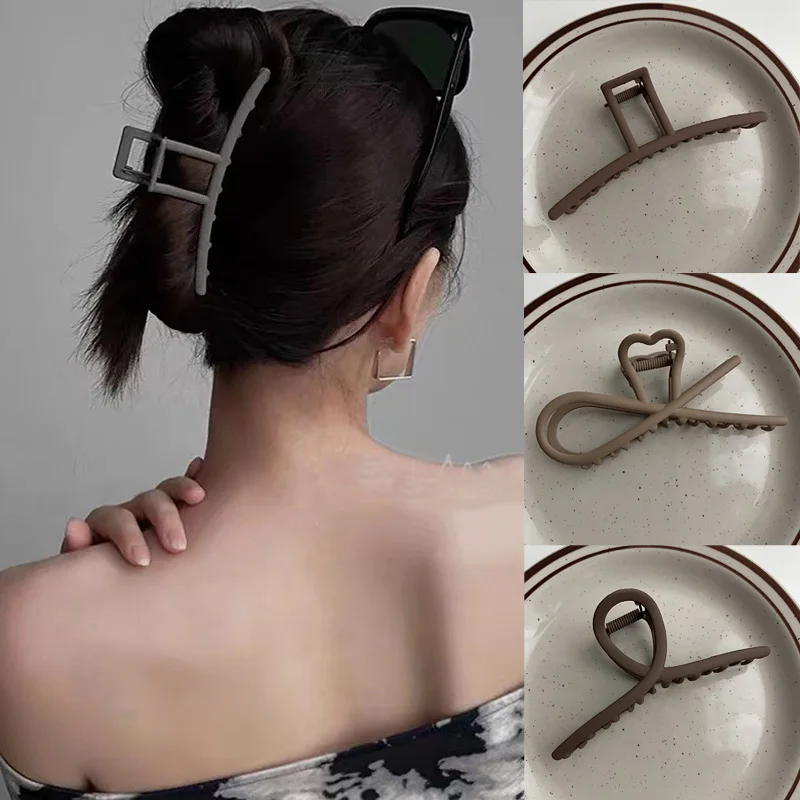 Ruoshui New Metal Hair Claws For Woman Coffee Color Hairpins Women Hair Accessories Hair Clamp Headwear Hairgrip Barrettes customized custom chinese tea table wrought iron metal table frame rock slab marble slab table coffee t