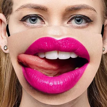 

Adult Fast delivery máscara Headband Women Big Mouth Funny Face Cutton Mask Reusable Washable Breathable Smile Mask маски