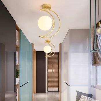 

(LED Bulb For Free)E27 Modern ceiling lamp Golden/Black Moon led ceiling light for bedroom/living room light plafonnier led