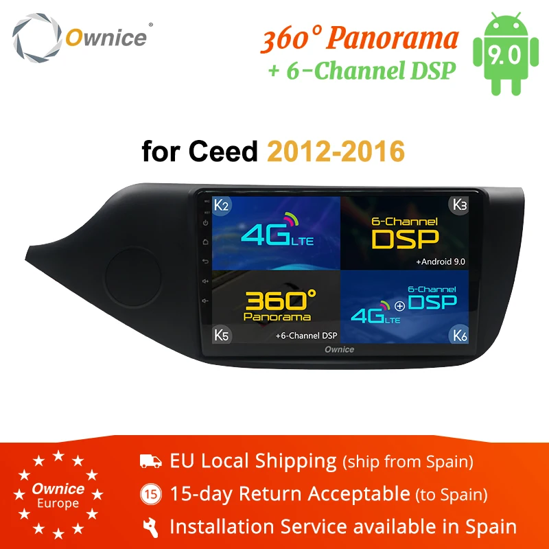 Ownice 2din Android 9.0 k3 k5 k6 Car Radio Video Player GPS Navigation For KIA Ceed CEED JD 2012 2013 2014 2015 2016 DSP 4G LTE