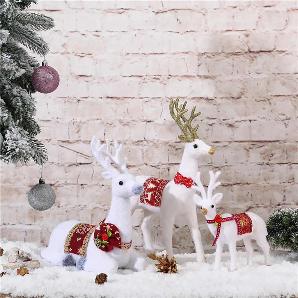 Navidad Christmas White Deer Simulation Deer Home Decoration Elk Doll Animal Model christmas decorations for home