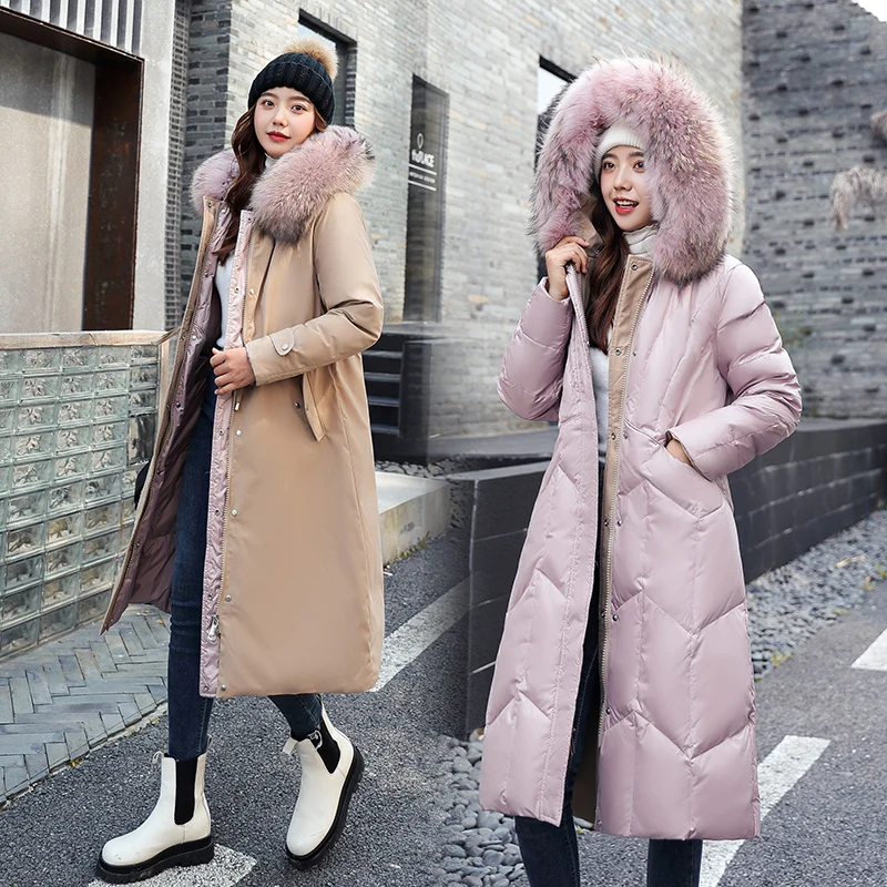 

2023Women Winter Plus Size Coat Thickened Warm Woman Down Cotton Jacket On Both Sides Wear Medium Long Loose Thin Padded Jacket