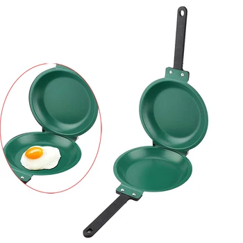 

Double Side Pan Green Double Side Non-stick Ceramic Coating Flip Frying Pan Pancake Maker Household Kitchen Cookware