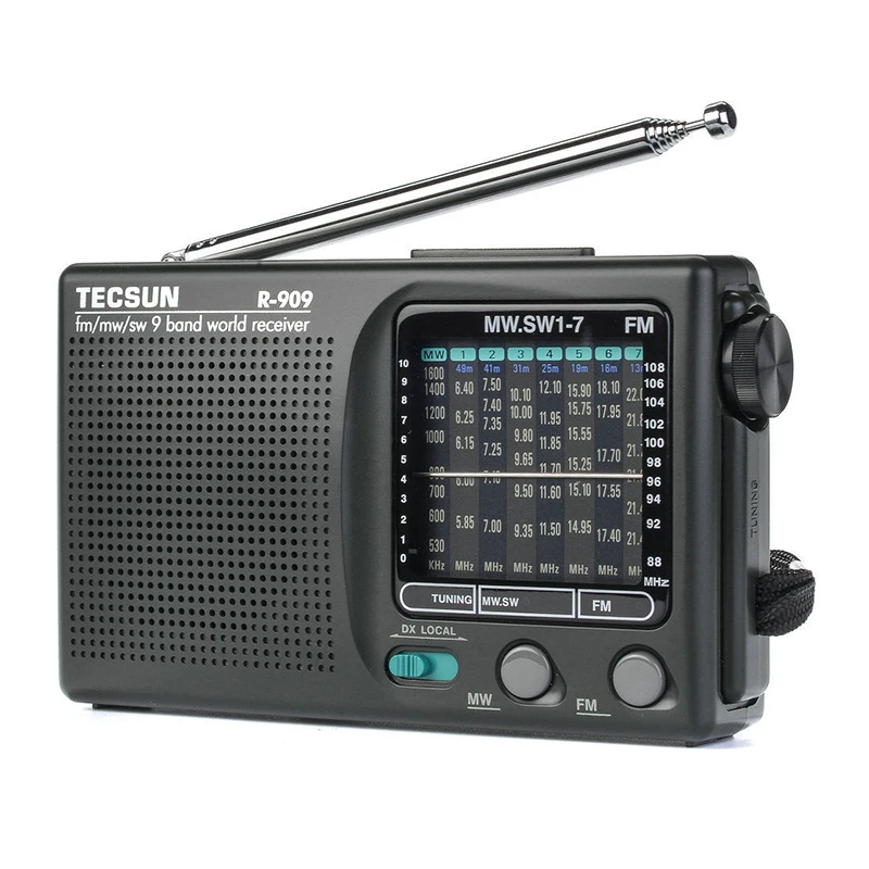 Tecsun R-909 R909 радиоприемник FM / MW SW коротковолновый 9-полосный портативный