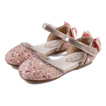 

Flash Diamond Metal Decoration Girls Princess Sandals Children's Shoes Little Girl High Heels Dance Performance Crystal Sandals