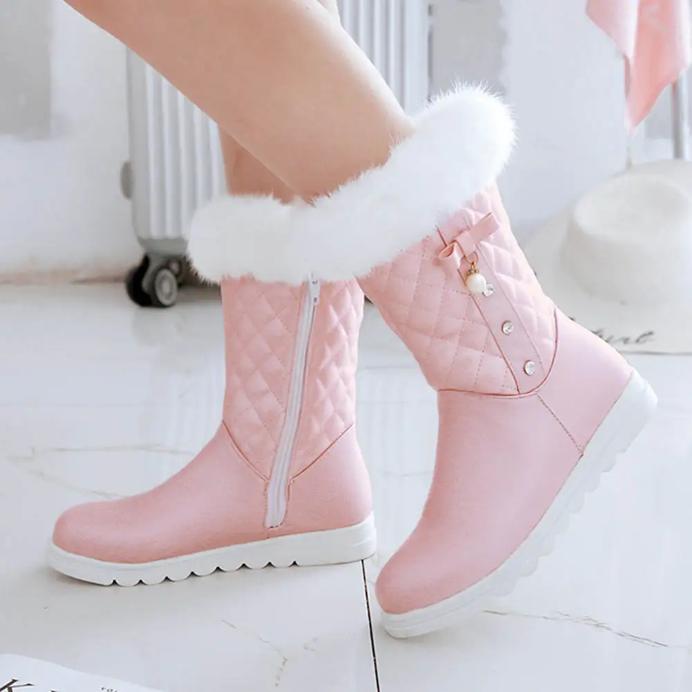 Lapolaka New Arrivals Large Size 28-40 Mid Calf Boots Women Shoes Woman Zip Up Platform Warm Winter Boots Female