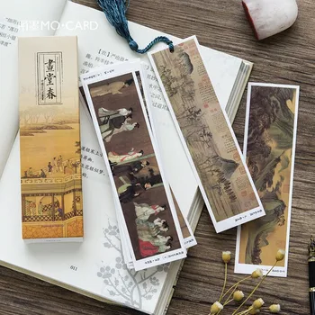 

30 pcs/lot Creative Ink Painting Paper Bookmark Stationery Bookmarks Book Holder Message Card Promotional Gift Stationery