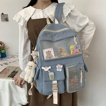 SEETIC Multi-Pocket Nylon Women Backpack kawaii backpack for school  girls backpack High Capacity Waterproof Travel Bag Female