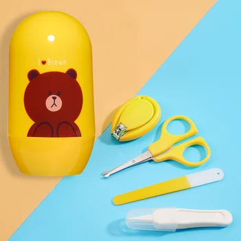 

4 Pcs/Set Baby Health Care Kit Portable Newborn Baby Grooming Kit Nail Clipper Scissors Hair Brush Comb Safety Care Set Hot Sale