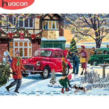 

HUACAN 5D Diamond Painting Street Full Square Art Rhinestone Sale Diamond Embroidery Landscape Mosaic House Decor For Home