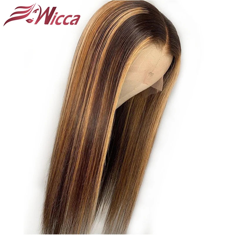 Wicca Highlight 13x6 кружевные передние человеческие волосы парики с детскими волосами 8-26 дюймов бразильские волосы remy отбеленные узлы