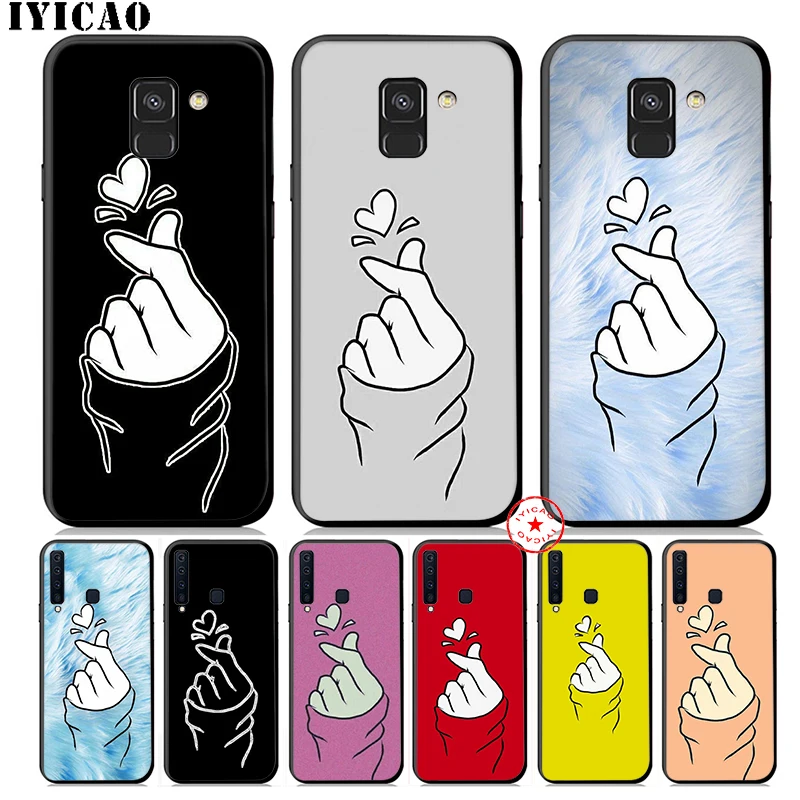 IYICAO любовь на палец Kpop Сердце Мягкий чехол для телефона samsung Galaxy A9 A8 A7 J6 A6 Plus 2018 A5 A3