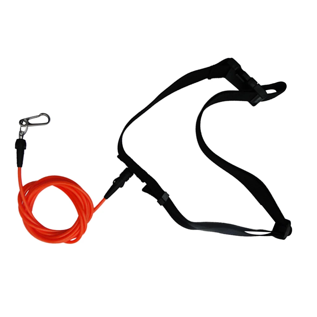 

5ft/150cm Adjustable Surfboard Exerciser Leash Stationary Resistance Cord Surfing Hip Belt Training Tether with Steel Snap Clip