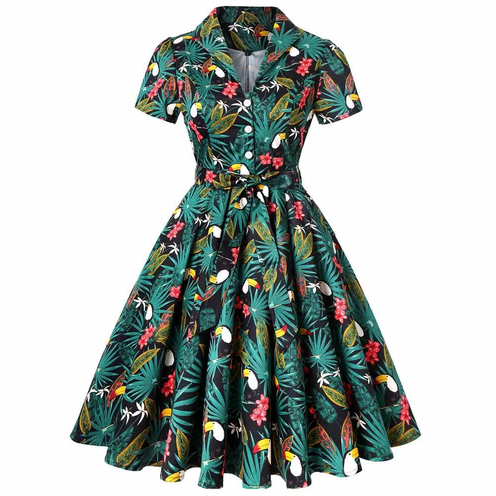 4XL размера плюс платье-туника женская одежда Pin UP Vestido Осень Зима Ретро Повседневные Вечерние платья рокабилли 50s 60s винтажные платья - Цвет: 8