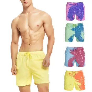 

Color-changing Beach Shorts Men Quick Dry Swimwear Beach Pants Warm Color Discoloration Shorts Swimming Surfing Board Shorts