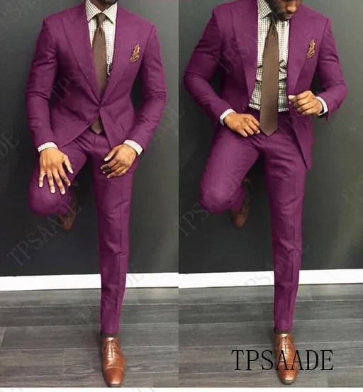TPSAADE Зеленые Бордовые костюмы мужские Trajes De Hombre Traje Homb костюм жениха на заказ костюм для мужчин 2 предмета(пиджак+ брюки+ галстук