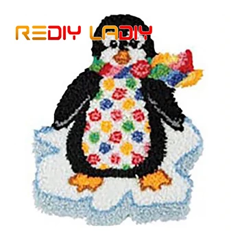 

Latch Hook Rug Kits Crocheting Carpet Rug Penguin Lady Acrylic Yarn Pre-Printed Canvas Cushion Mat Crochet Tapestry Sofa Decor