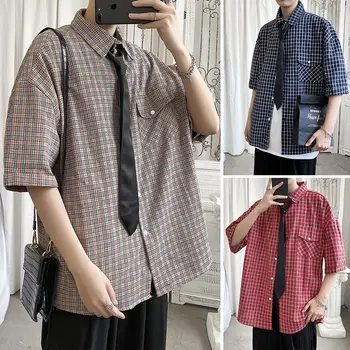

2020 Spring And Autumn New Youth Popular Student Style Small Plaid Short-sleeved Shirt Fashion Casual Wild Loose Shirt M-2XL