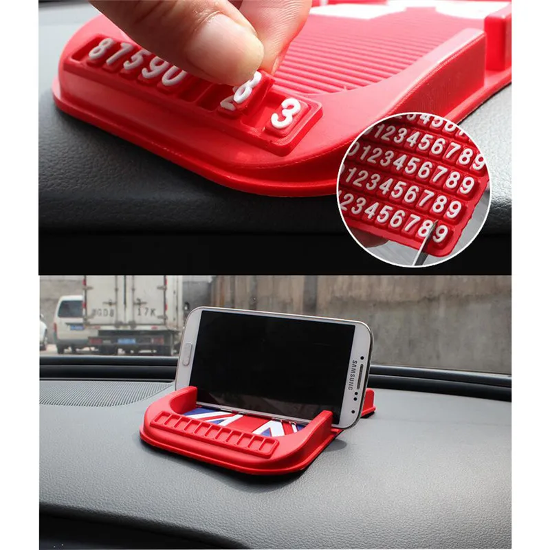 

1 pcs Car Gadgets Double Card Digital anti-skid pad Car Interior Mobile Phone Key PVC Material With card slot digital Number