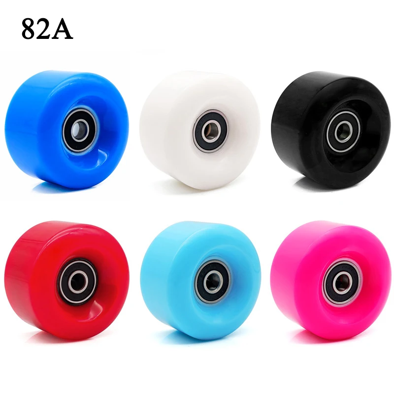 4 Uds. De patines de ruedas de PU, 82A, 58x32mm, Quad Roller, 2 filas, deslizantes, Zapatos de deporte con rodamiento de bolas, accesorios blancos