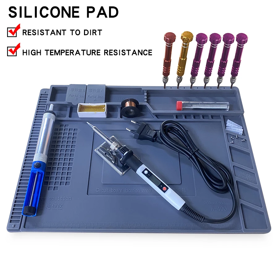 Silicone-Pad Desk Phone Computer-Repair-Mat Soldering-Station-Iron Heat-Insulation Magnetic