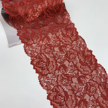 

3y/lot Width 23cm Bordeaux red Elastic Stretch Lace Trims For Clothing Accessory Dress Sewing Applique Costume Lace Fabric