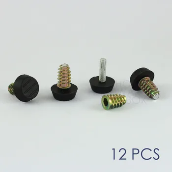 

12 pc cabinet leveling glide adjustable height screw on thread insert nut feet 3/4" diameter 20mm