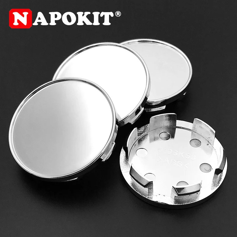 Wheel Center Caps 4PCS Modified 53MM Fit 50mm Flat Car Wheel Center Cap Rim Hub Dustproof Cover Silver Black ABS Plastic