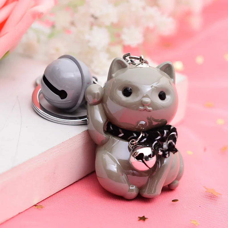 Корейский 3D брелок с животным счастливым котом, милый мультяшный брелок, акриловое кольцо для ключей, держатель для ключей, автомобильная сумка, подвесная брелок, модный очаровательный подарок