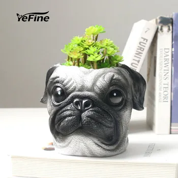 

YeFine Resin Flower Pots Decorative Dogs Head Shape Desktop Planter Flowerpots Cartoon Animal Desktop Crafts