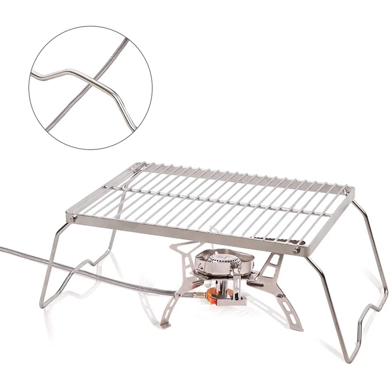 Portable Camping Grill with Legs for Picnics 304 Stainlesses Steel Grate Barbeque Grill Folding Campfire Grill for Backpacking Hiking Survival