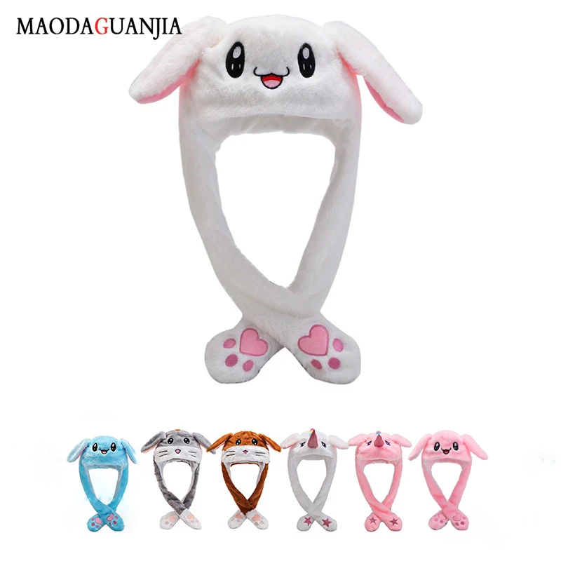 Забавная шапка для женщин и мужчин детская светящаяся с милыми заячьими ушками