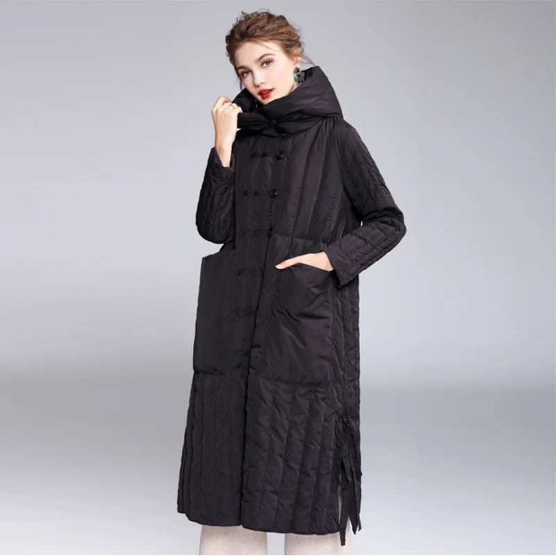 Kopen Liva meisje 2019 Nieuwe Herfst Winter Vrouwen Eend Downs Jas Slim Parka Dames Jas Lange Capuchon Plus Size Ultra Licht bovenkleding