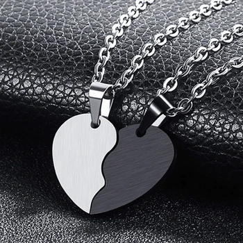 

2020 men Accessory gift couple heart-shaped necklace stainless steel text pendent necklace for women link chains punk trendy