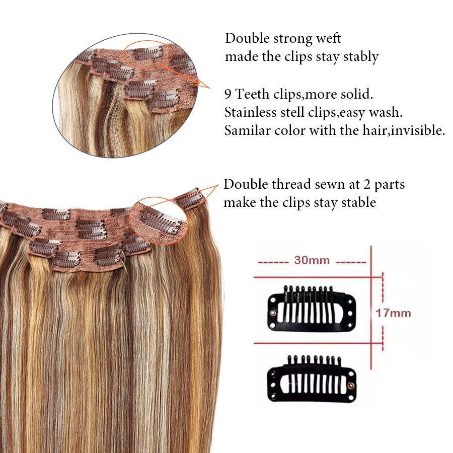 Sindra Clip In Remy Human Hair Extension 14 16 18 20 120g 7pcs Straight Clip in Natural Human Hair (8)