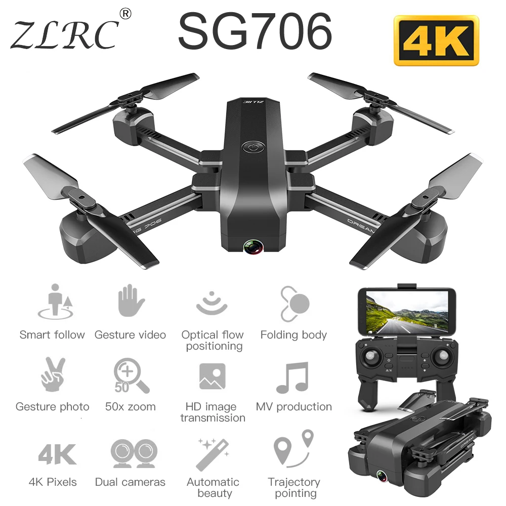 ZLRC SG706 Profissional Drone 4K 1080P HD ESC Dual Camera WiFi FPV