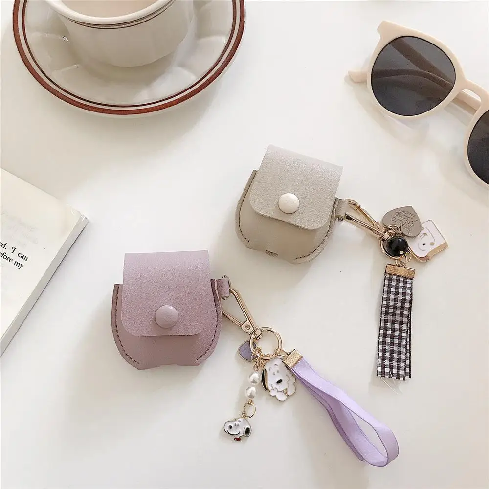 

Luxury leather cartoon dog Pendant soft For Apple new Airpods 1/2 Shockproof Cover wireless Bluetooth Earphone protective case