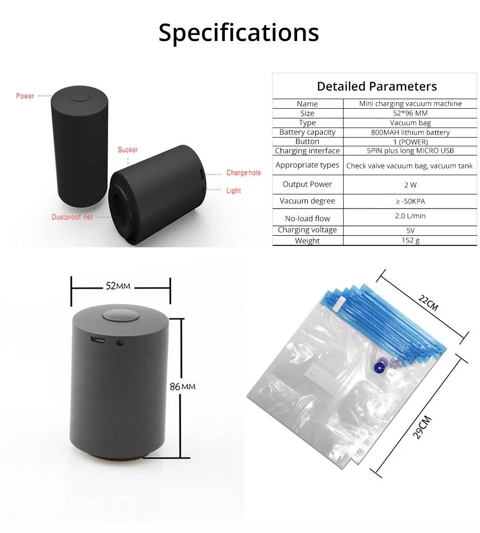 Mini Portable Automatic Vacuum Sealer USB Rechargeable Handheld Vacuum Packer Heat Sealing Machine Food Preservation
