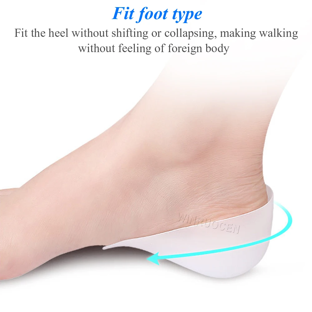 1.5cm 2.5cm 3.5cm Increase Height Silicone Gel Pads Heel Heightened Gel Insole In Socks Relieve Plantar Fasciitis Foot Care shoe insoles,heel protector pads