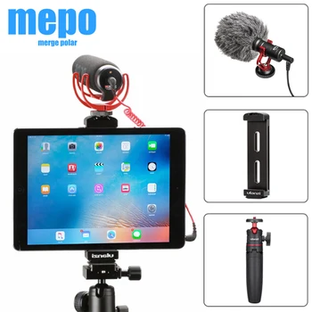 

Aluminum Tablet Tripod Mount w/ Cold Shoe Mount Pad Clip Bracket Holder Stand 1/4 Screw for ipad Pro Mini Tablets Metal Clamp