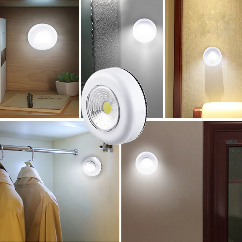 Cob Touch Light Round Led Under Cabinet Light Wall Lamp Wardrobe