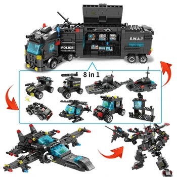 

750Pcs City Police SWAT Model Building Block Toys For Children Robot Car Truck Figures Bricks Educational Toys Technic Boys Gift
