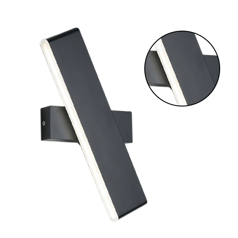 Led Wall Lamp 360 Degree Rotating Rectangular Bedside Lamp Living Room Corridor Study Lamp Black(Warm Light) Aluminum