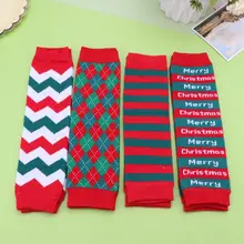 Рождественские гетры для малышей; зимние вязаные леггинсы до колена для девочек; хлопковые носки для ползания для маленьких мальчиков; носки в полоску для новорожденных