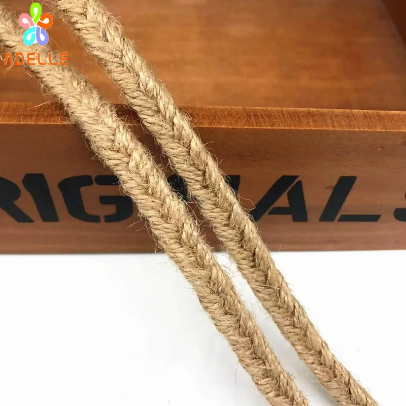 10 мм x9yard деревенский Плетеный джутовый льняной Плоская Лента/Плетение из веревок шпагат, веревка органический zakka Декор макраме по индивидуальному заказу