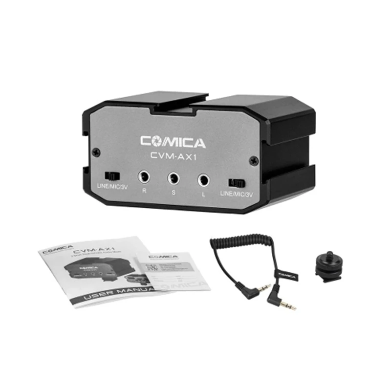 

Comica Cvm-Ax1 Audio Mixer Adapter Universal Dual Channel 3.5Mm Port Mixer Support Real-Time Monitoring Mono/Stereo Output Swi