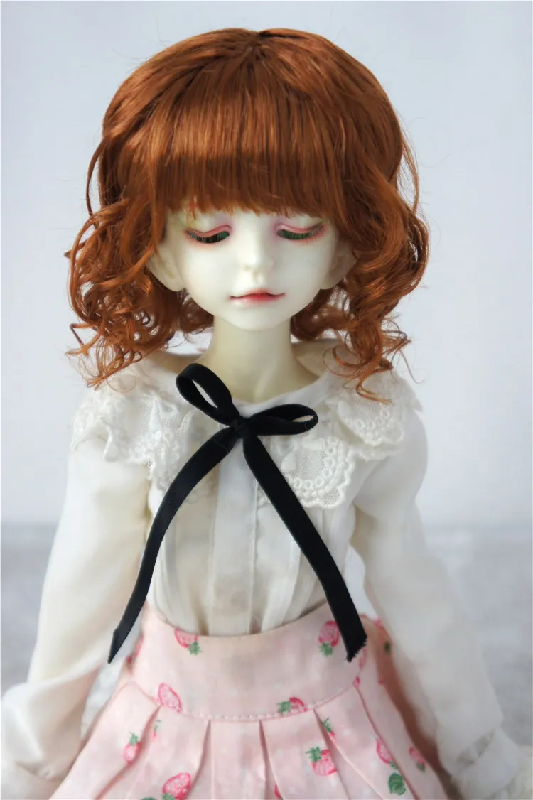 JD260 1/4 1/3 красивый синтетический мохер BJD парики Размер 7-8 дюймов и 8-9 дюймов кукольные волосы леди слегка волнистые волосы bjd - Цвет: 7-8inchLightCarrot