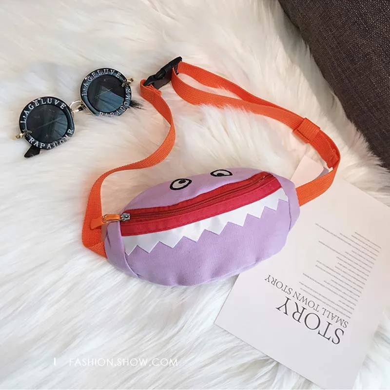 Purple belt bag Детские поясные сумки, Детские поясные сумки для мальчиков и девочек, Сумка с нагрудным ремнем, Мультяшные холщовые поясные сумки - Цвет: Purple belt bag