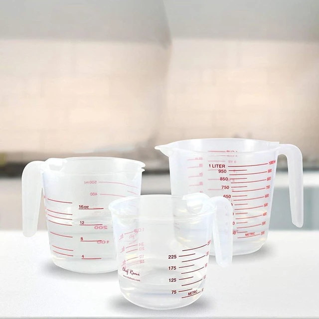 Juego de jarra medidora de plástico, vaso grande de 4 tazas, 2 tazas y 1  taza, capacidad libre de BPA, con agarre en ángulo, Kitche esencial, 3 uds.  - AliExpress