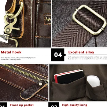 WESTAL Men's Briefcases Men's Bags Genuine Leather Lawyer/office Bag for Men Laptop Bag Leather Briefcases Bag 6